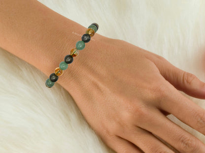 Amazing Gemstone Money Wealth Success Bracelet - Pyrite Green Aventurine Citrine Bracelet Set for Healing Calming Anxiety Stress Relief Gifts Pulseras Para Hombres Mujer Stocking Stuffer (Adjustable)