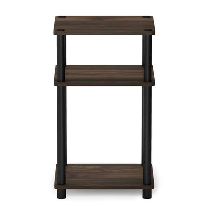 Furinno JUST Side Table, 3-Tier End Table, Open Shelves Night Stand, Bedside Table, Toolless Assembly, for Living Room, Bedroom, Bathroom, Columbia Walnut