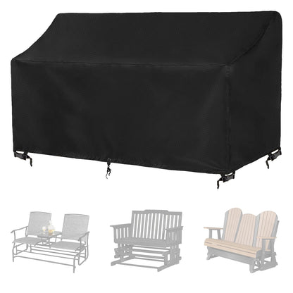 YYJAILZQ 2-Person Outdoor Glider Bench Cover Waterproof,Double Patio Gliders Rocking Chair Covers with Buckle,Wind-Proof/Anti-Uv Outside Loveseat Cover, 420D Oxford (44 * 30 * 35/24in,Black)