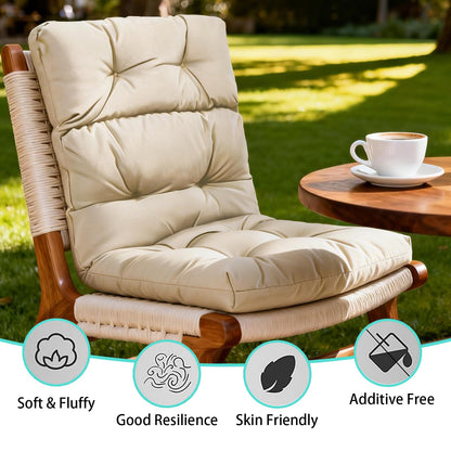 GarPad Outdoor Indoor High Back Patio Chair Cushions 22 * 22 in Tufted Outdoor with Ties, Seat Back Chair Cushion for Adirondack Rocking Patio Furniture-Creaw Set of 2