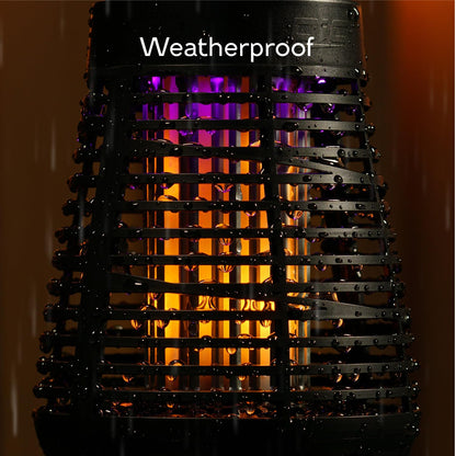 PIC Portable Bug Zapper, 600V Solar Powered Insect Trap & Fly Zapper for Outdoor Use, LED Flickering Flame, Activates Automatically in Dark, Weatherproof Outdoor Fly Trap, Kills Bugs on Contact