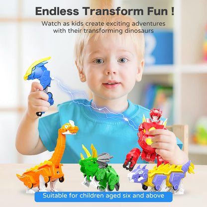 RISUNTOY 5-in-1 Transforming Dinosaur Robot Toys, STEM Building Kit with Triceratops Action Figures, Safe Set for Kids Boys Girls Age 3+ Boys & Girls, Birthday for Toddlers