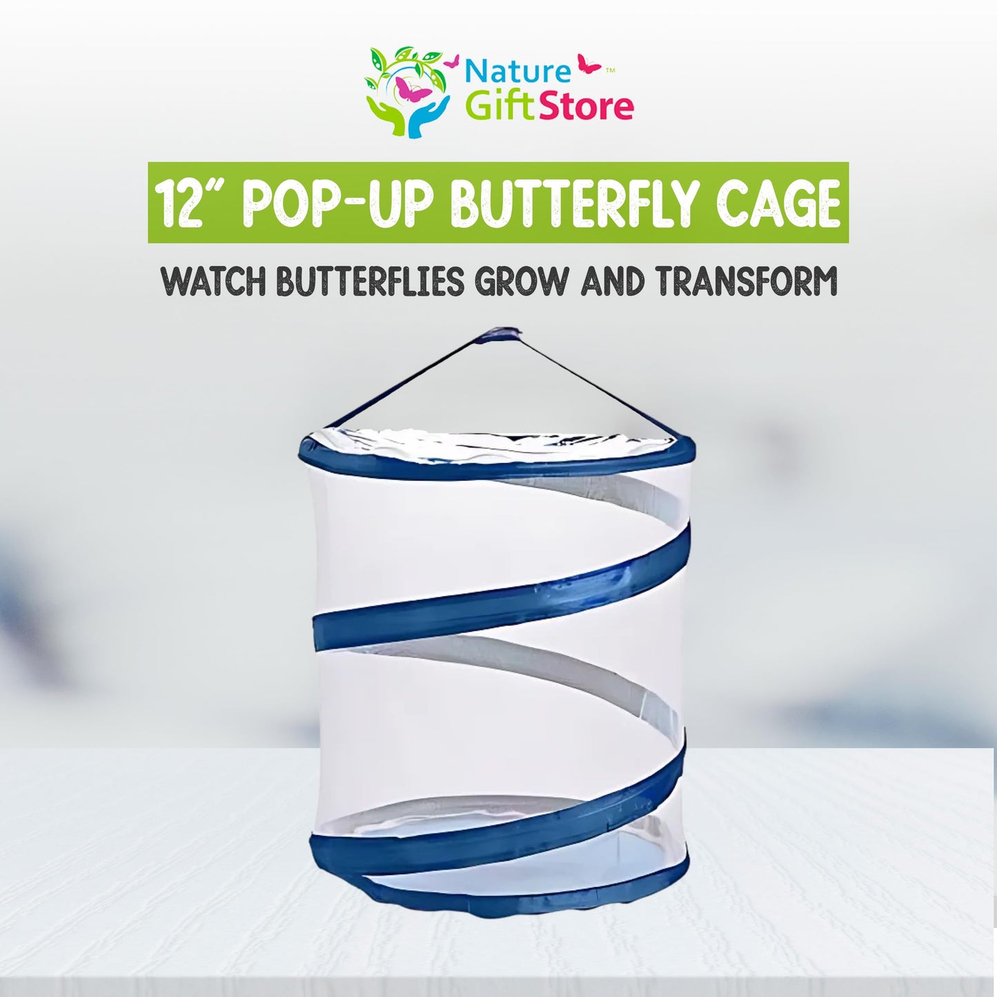Pop-up Insect and Butterfly Habitat Mesh Cage 11"x12" Clear See Through Butterfly Cage