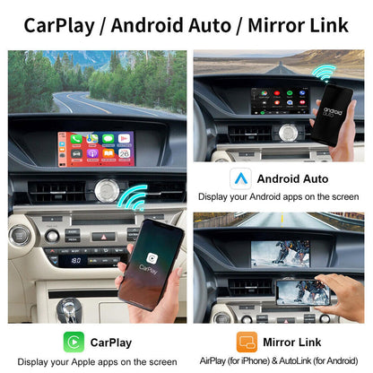 Wireless CarPlay Retrofit Kit Decoder for Lexus NX/ES/UX/CT/RX 2014-2020 Retains Factory Controls Support Android Auto, Mirror Link, Backup Camera, YouTube, Original Car Function