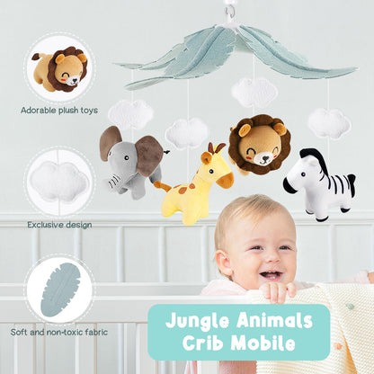 PIIKAGO Animals Crib Mobile for Boys & Girls - Safari Baby Mobile for Crib with Upgraded 3-Mode Music Box, Fits Standard Cribs, Nursery Mobiles