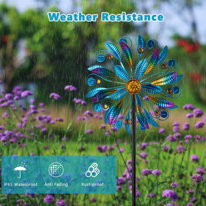 VEWOSTAR Metal Wind Spinners for Outdoor, 360° Spinning Wind Sculpture with Sturdy Metal Stake, Art Decor for Garden, Yard, Patio, Lawn - Ideal Gift for Family & Friends
