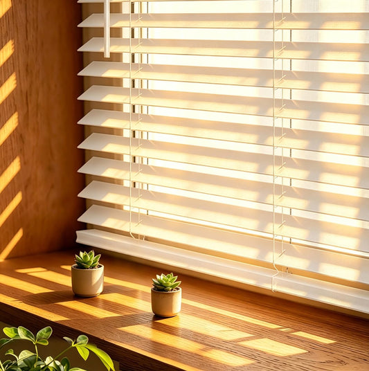 Allesin zen Cordless Faux Wood Blinds with Classic Valance, 2" Blinds for Indoor Windows-23 W x 48" H-White, Smooth Lift Operation, Horizontal Window Blinds for Home and Office