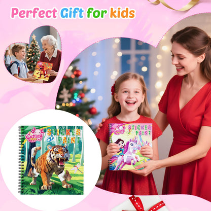 4Pcs Paint by Number Sticker Book for Kids Ages 4-8 | Travel Sticker Activity Books with Stories for Girls | Screen-Free Airplane & Car Toy, Educational Puzzle Easter Craft Gift for Toddlers 3-12