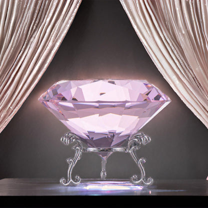 QIANCHANG Pink Crystal Diamond Paperweight 80mm Large Faceted Glass Diamonds Prisms Jewels Gemstones for Home Wedding Table Decoration