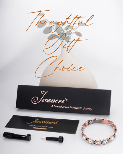 Jecanori Pure Copper Magnetic Bracelet for Women, 4X Strength Magnetic Therapy Bracelet with 3800 Gauss Neodymium Magnets, Adjustable Copper Jewelry Gift