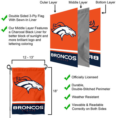 Denver Broncos Double Sided Garden Flag
