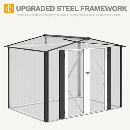 DWVO 7x5FT Outdoor Storage Shed, Roomy Steel Tool Shed with Secure Entrances & Air Circulation for Patio, Lawn, and Backyard, Ideal for Storing Garden Gear, Lawn Tools, and Bikes, Dark Gray