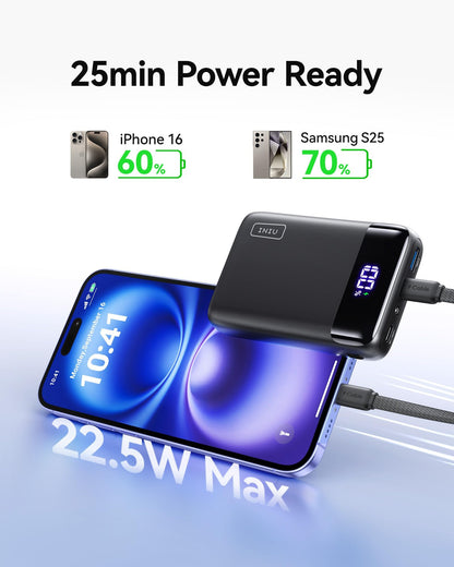 INIU Portable Charger, Smallest 22.5W 20000mAh USB C in & Out Power Bank Fast Charging, PD 3.0+QC 4.0 LED Display Phone Battery Pack Compatible with iPhone 17 16 15 14 Pro Samsung S24 Google iPad etc