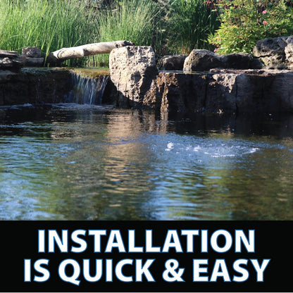 CrystalClear PondAir 4, Complete Aeration Kit, Whisper Quiet Water Garden Oxygenation Bubbler System Adds Oxygen to Koi & Fish Ponds, Outdoor Aerator Compressor Pump, Tubing & 4 Air Submersible Stone