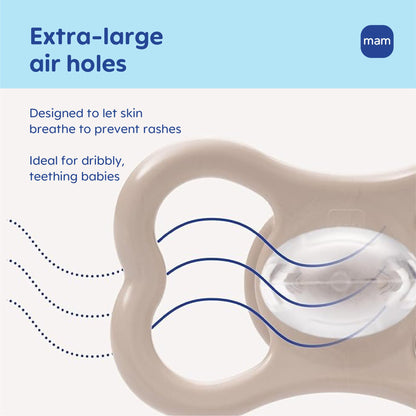 MAM Air Pacifier for Babies 16+ Months, Extra Air Flow for Sensitive Skin, Developed with Medical Experts, BPA-Free Skin Soft Silicone, 4 Count, Made in Europe
