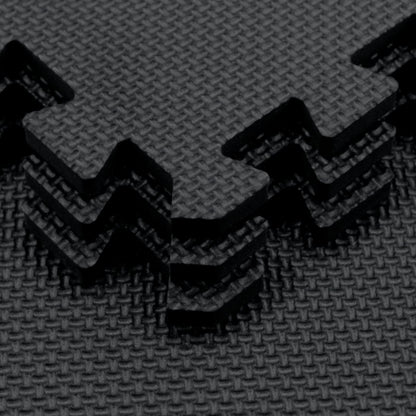 Yostrong® 18 Tiles Interlocking Puzzle Foam Baby Play Mat with Straight Edges for Playing - EVA Babies Crawling Mat | Rubber Floor Work Out Mats for Home Gym. Black. YOC-Db18S18