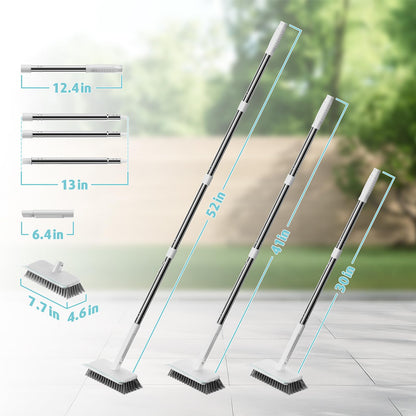 Floor Scrubber, Stainless Steel Wire Scrub Brush with Long Handle, Sturdy, Durable, and Corrosion-Resistant, Outdoor Surface Cleaning for Concrete Patios, Deck, Garden, Garage