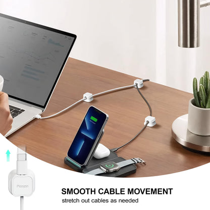 24 Pack Magnetic Cable Clip Organizer Cord Holder, Picozon Adhesive Cable Management, Wire Phone USB Charger Cable Holder, Keeper Organizer for Office Home Desktop Table - White