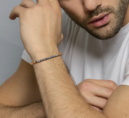 GAVU Men’s Hematite Tiger Eye Bracelet, Natural Crystal Beads Bracelet for Men