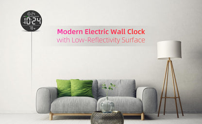 Digital Wall Clock with Large LED Display, Date, Temperature, Auto-Brightness | Small [PLUG-IN] Clock | Modern Electric Wall Clock for Bedroom, Classroom, Living Room, Home, Office, Farmhouse – White