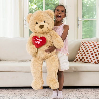 MaoGoLan Big Teddy Bear Stuffed Animal, Soft and Cuddly Giant Teddy Bear Plush with I Love You Red Heart,Valentines Gift for Kids,Girlfriend,Boyfriend,Lover,36 inches