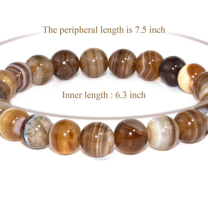 DAZCOLO 8mm Natural Gemstone Stretch Bracelet, Handmade Unisex Crystal Bracelets for Meditation, Yoga, Spiritual Healing & Positive Energy (Botswana Agate)