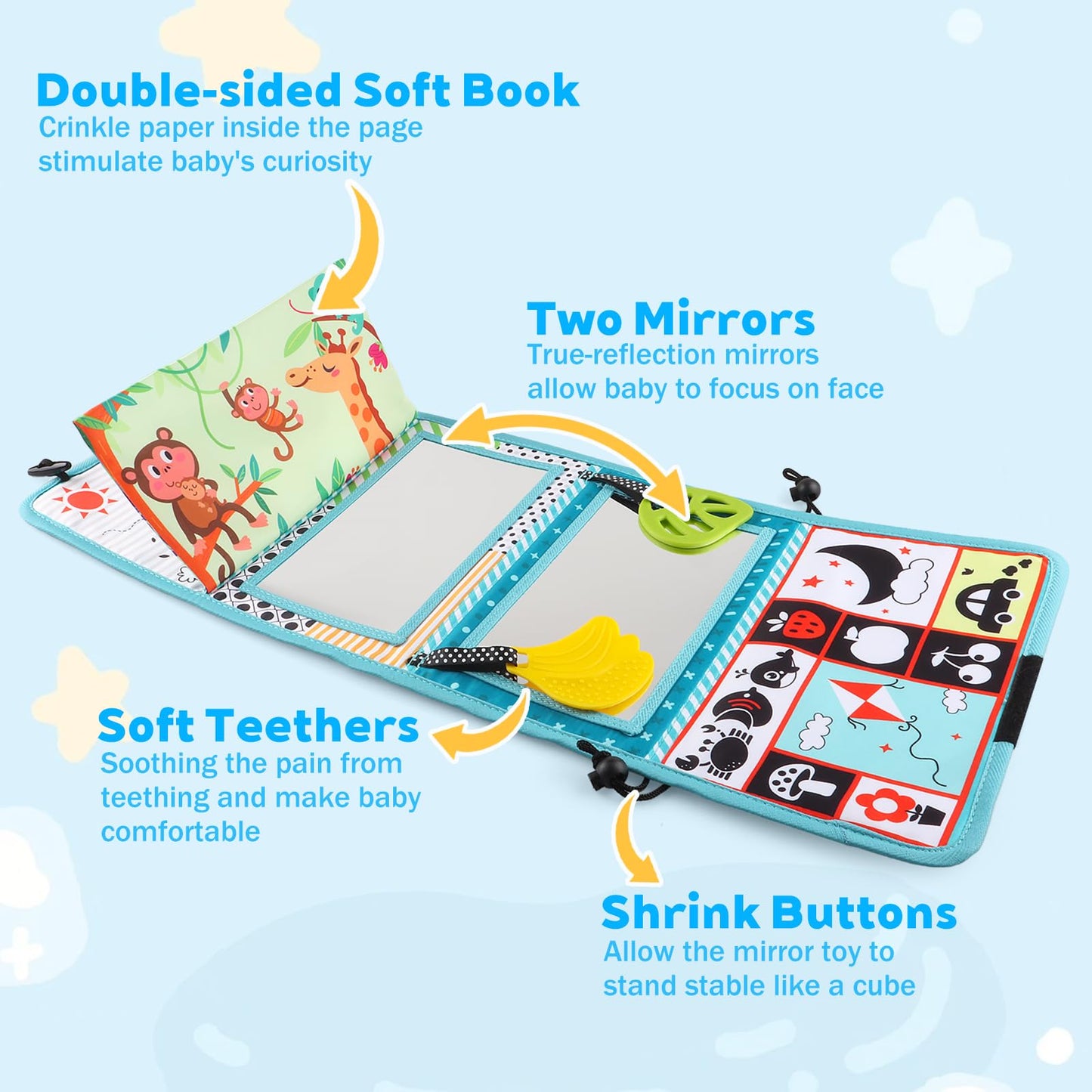 victob Baby Toys 0-6 Months - Tummy Time Baby Mirror Infant Toys - High Contrast Baby Toy for Newborn - Montessori Sensory Toy 0 2 3 4 5 6-12 Months Boy Girl Shower Gifts