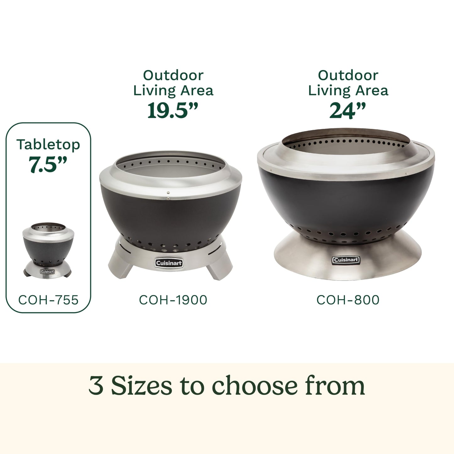 Cuisinart Cleanburn Smokeless Tabletop Fire Pit, 7.5” Lightweight Portable Smokeless Fire Pit with Removable Base for Ash & Carry Bag, Small Outdoor Heater for Patio, Camping & RV, Portable Heater