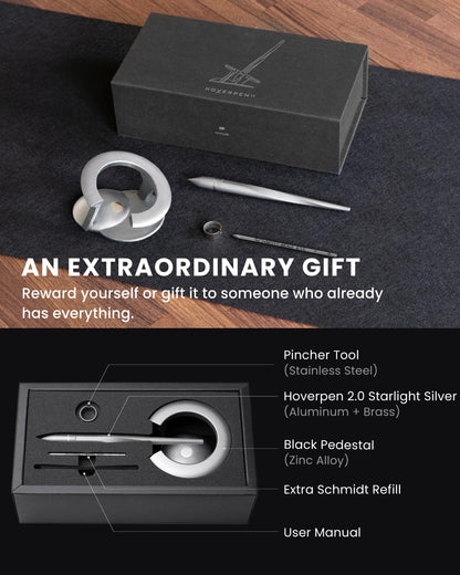 novium Hoverpen Interstellar - German-engineered Ballpoint Pen with Magnetic Features, Starlight Silver