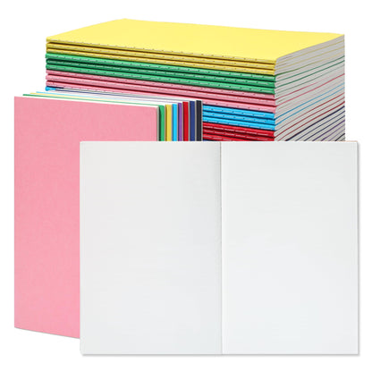 miikoul 24 Pack A5 Blank Journal Notebooks in Bulk, Colorful Soft Cover Unlined Paper for Kids Student Traveler Drawing Writing Take Notes and Plan, 8.3x5.5 Inches, 80 GSM, 60 Pages/30 Sheets