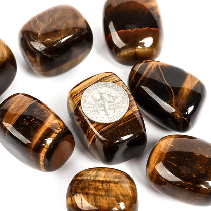 ZenQ 1/2 lb Tumbled Tigers Eye Stones for Wicca, Reiki, and Energy Crystal Healing, Natural Tigers Eye Stone from South Africa