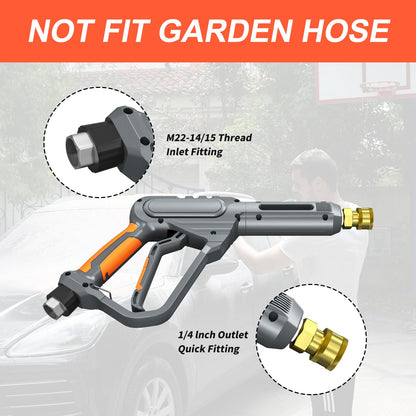 Heliwoo Pressure Washer Gun and Hose 3600 PSI, 50 FT Power Washer Hose, Extension Wand, 3/8" Swivel Quick Connector & M22-14mm Fitting, 30" Extension Wand & 7 Nozzle Tips