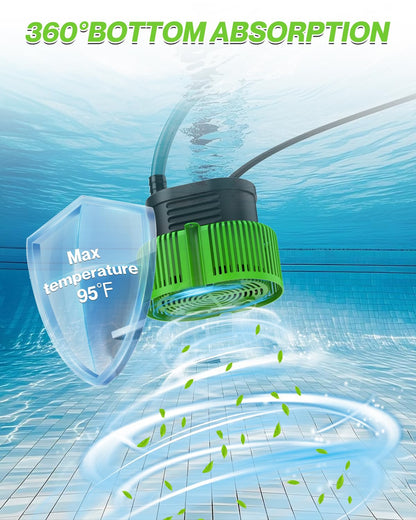 Pool Cover Pump above Ground - Submersible Water Sump Pump Swimming Water Removal Pumps, with Drainage Hose & 25 Feet Extra Long Power Cord, 850 GPH inGround, 3 Adapters