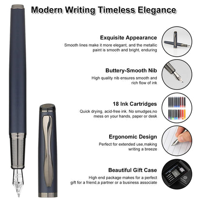 GC QUILL Calligraphy Fountain Pen Set - Includes 5 Nibs, Ink Bottle, Ink Refill Converter and 18 Cartridges, Fancy Pen for Women Men Gift - MU-25