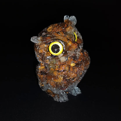 Reyife Hand-Carved Natural Crystal Owl Statue Reiki Healing Gemstone Animal Figurines Home Office Car Decoration The Best Gifts 2.4 inches (Tiger Eyes Stone)