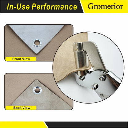 Gromerior Premium Grommet Tool Kit (3/8 inch 10mm) with Case & 300 Sets Grommets, Heavy-Duty Eyelet Press Plier & Hole Punch Included, Grommet Maker for Fabric/Leather/Tarps/Canvas/Banners