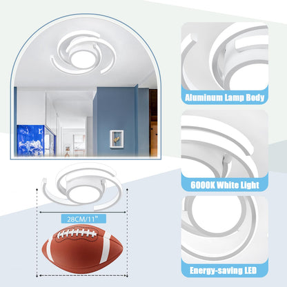 ADISUN LED Modern Ceiling Light,6000K Semi Flush Mount Ceiling Light Fixture,Unique White Ceiling Lights Fixtures for Living Room Bedroom Corridor Aisle Hallway Indoor Ceiling Lamp (D11 in*H3.9 in)