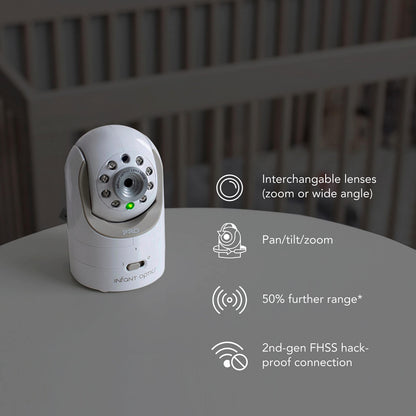 Infant Optics DXR-8 PRO - Patented Active Noise Reduction (ANR), 5” HD Video Baby Monitor with 1 Camera, No WiFi, Hack-Proof,Pan Tilt Zoom, Interchangeable Lens