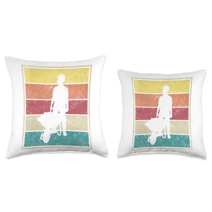Construction Worker Wheelbarrel Wheelbarrow Throw Pillow