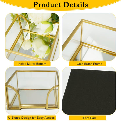 Shonmogar Glass Sticky Note Holder, Gold Post It Note Dispenser for Desk,3 x 3 Inch Post It Note Holder,Stylish Sticky Note Dispenser for Home Office Desk