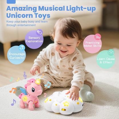 Duchong Baby Toy 6-12 Months, Toys for 1 Year Old Girl, Crawling Musical Unicorn Toys for Walking Toddler, 1st Birthday Christmas Girls Gift