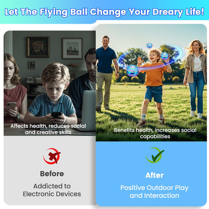 NWLAEWR Flying Orb Ball Toy, 2026 Upgrade Hand Controlled Hover Ball with LED Lights, 360° Rotating Boomerang Globe Cool Mini Drone, Ideal Birthday&Christmas Gift for Boys Girls-Bright Blue
