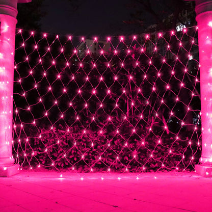 Pink Net Light Valentine’s Day Decor Mesh Lights, 240LED Timer Tree Warp Fairy Lights Outdoor Hanging String Light for Home, Bedroom, Garden, Walkway, Bushes, Christmas Decor-9.8ft x 6.6ft(Pink)