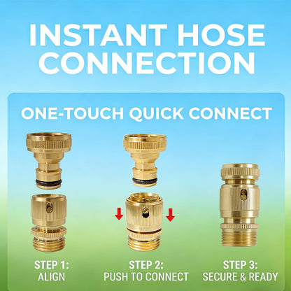 Yoniccal 3/4 Inch GHT Solid Brass Garden Hose Quick Connect Fittings, Water Hose Connectors with Leak-Proof Seal for Outdoor Gardening and Cleaning Use (4, Gold)