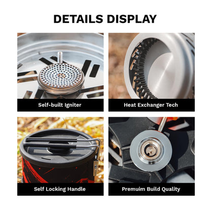 Fire-Maple Fixed Star 1 Pro Backpacking & Camping Stove System | Upgraded Foldable Handle | Portable Pot & Jet Burner Set for Hiking, Trekking & Emergency Use