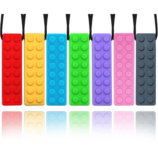 Chewy Necklaces for Sensory Kids Boys Girls, Silicone Chew Necklace Sensory Toys for Autistic, ADHD, Anxiety, SPD, 7 Pack Chewy Fidget Toys Autism Sensory Products for Children Adults Chewing