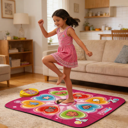 PLAMILOY Dance Mat for Kids, Light-up Rhythm Step Game Mat, Electronic Music Game Pad with LED Lights, Built-in Music, 5 Challenge Levels, Adjustable Volume, Ideal Gift for Girls Boys Ages 3-12