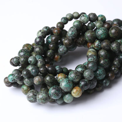 African Turquoises Stone Natural Stone Beads Gems Round Loose Beads Jewelry Making DIY Bracelet Necklace Accessory 1 Strand 45PCS 8MM 15"
