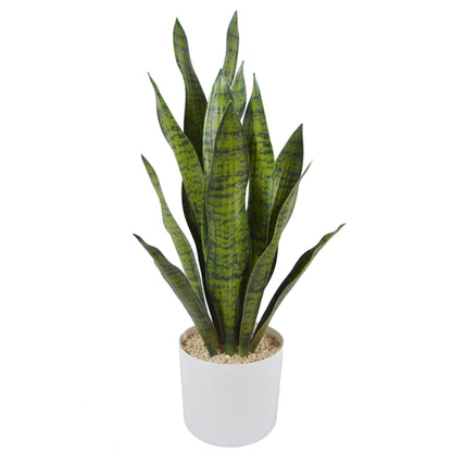 Joyplants Fake Snake Plant, 27in Artificial Plant with White Pot Realistic Leaves, Low Maintenance Potted Plant for Indoor Decor, No Watering Needed, Perfect for Home, Office & Pet Areas