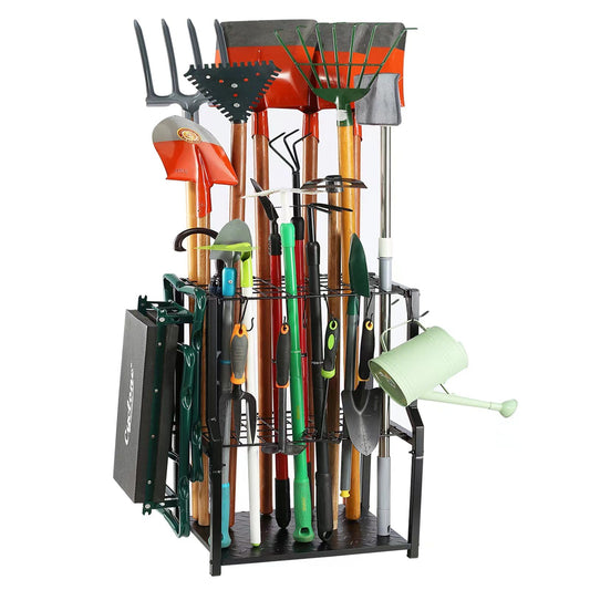 UU-Major Garden Tool Organizer,Yard Tool Rack Heavy Duty,Free Standing for Garage Corner,Garage Organization,Garage Organizers and Storage,Garden Tool Holder for Lawn,Shed,Outdoor,Metal